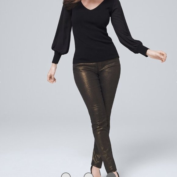 White House Black Market Denim - NWT White House Black Market Curvy-Fit Mid-Rise Metallic Skinny Jeans